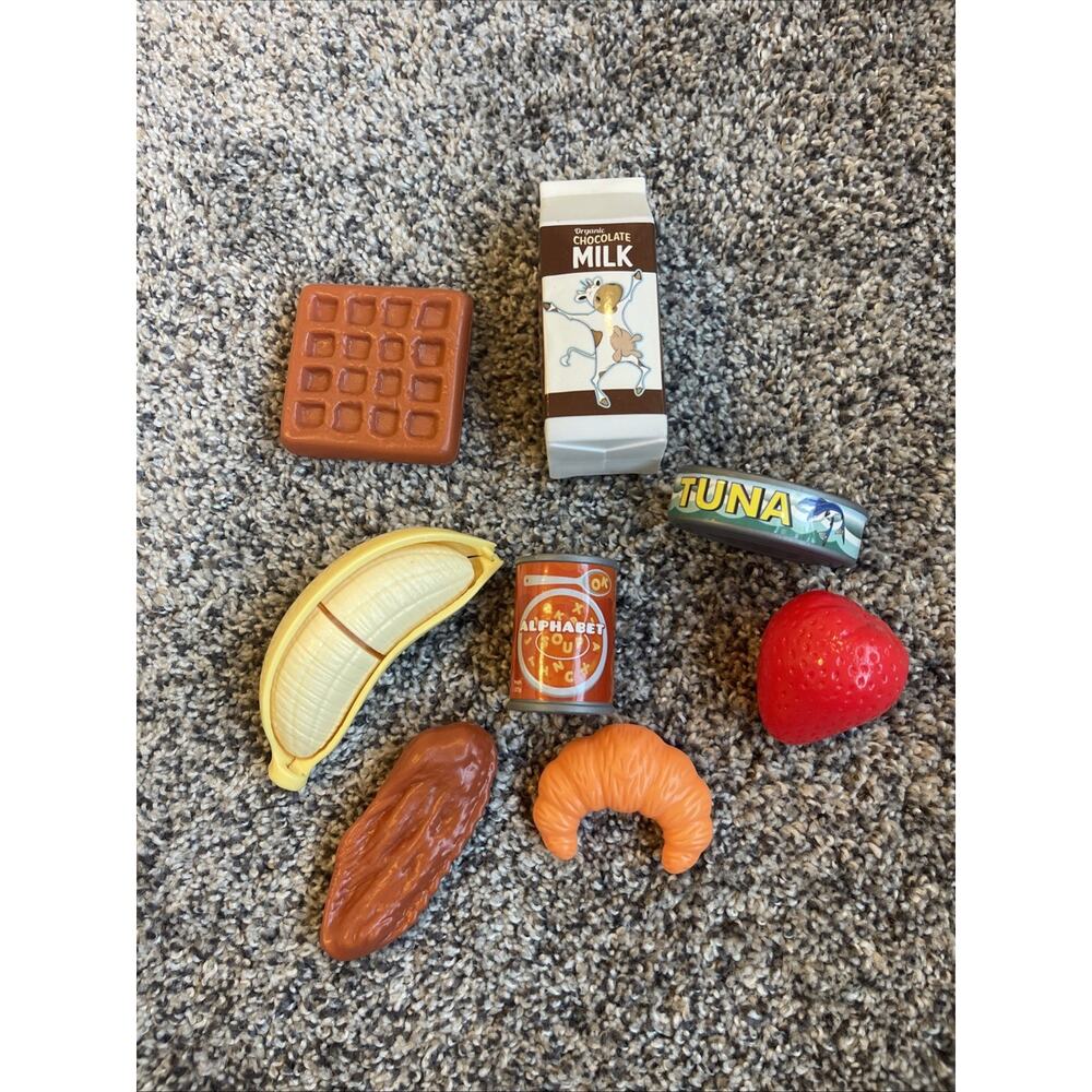 Children’s Plastic Play Food Lot Of 8 Chocolate Milk Cans Banana Fruit